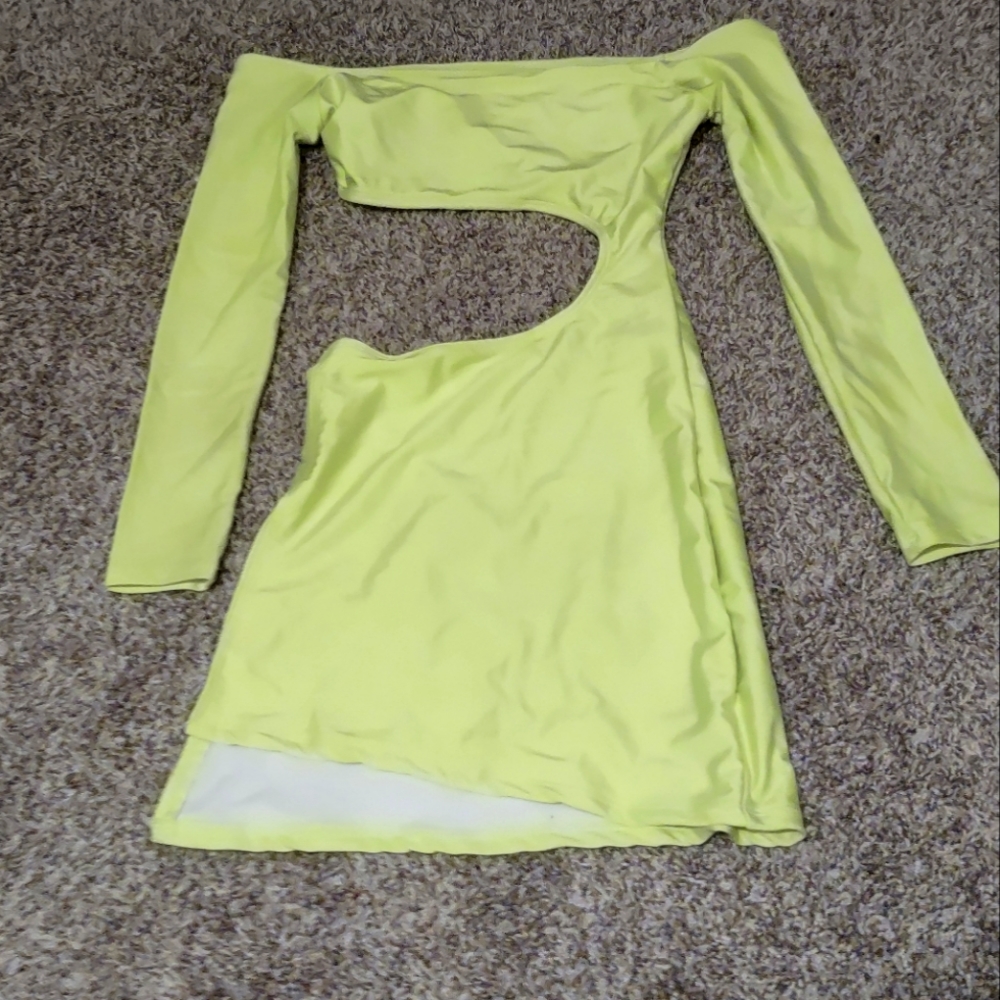 Neon cutout bodycon dress.